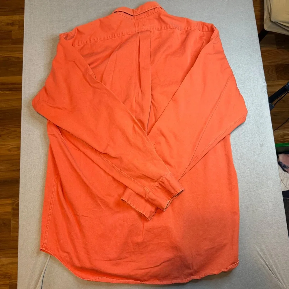 Polo Ralph Lauren Blake Shirt Mens Lg Orange Cotton Twill Button Down Long Slv